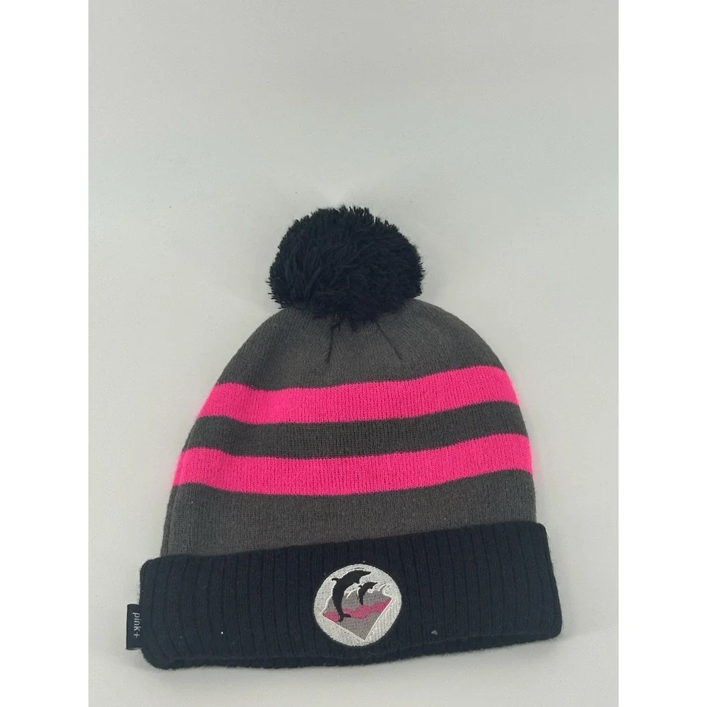 Pink, Dolphin Knitted Cap, Pink Stripped